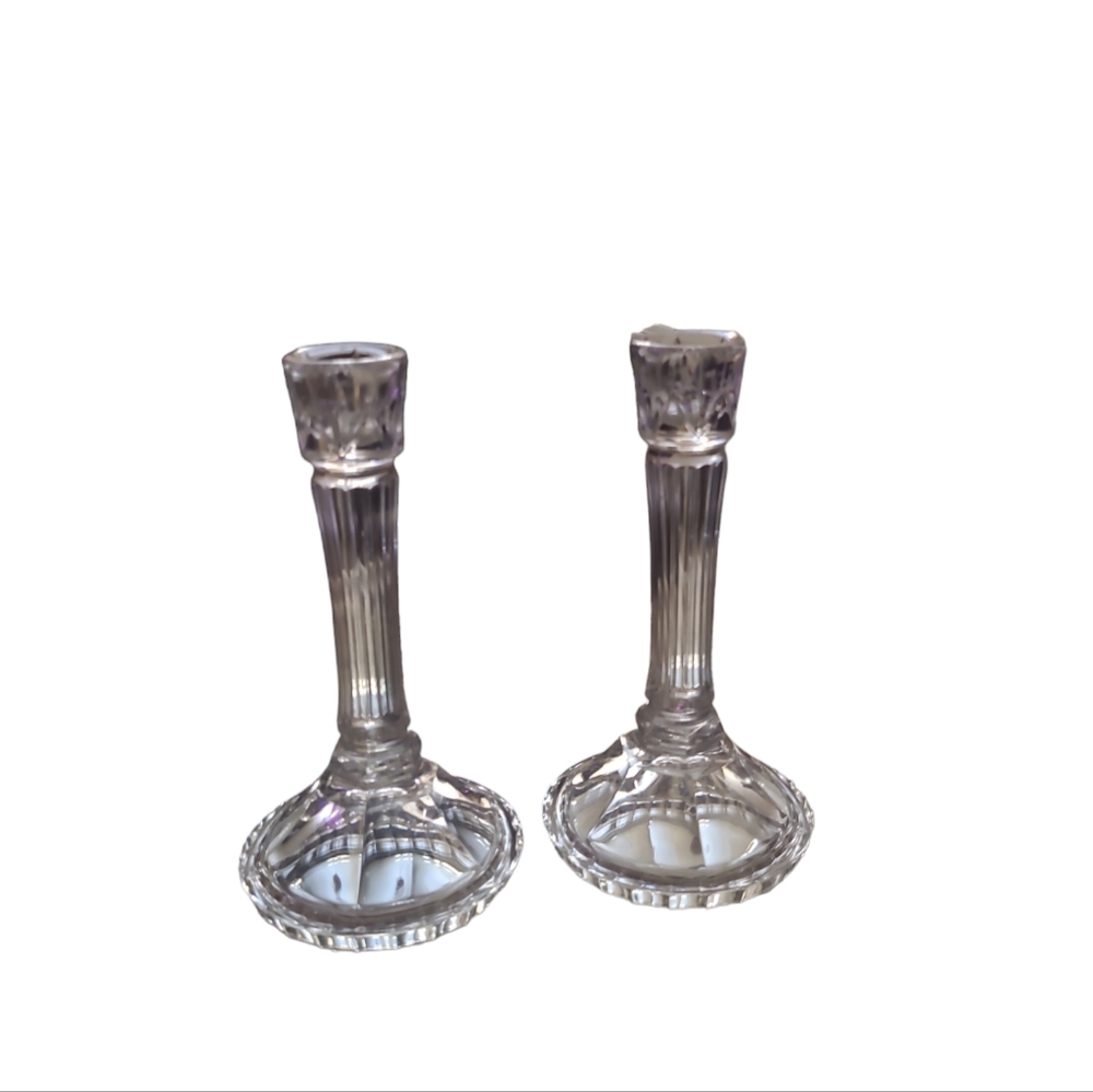 Crystal Candlestick Holder Set Of 2 Italian RCR (Royal Crystal Rock) 24% Lead